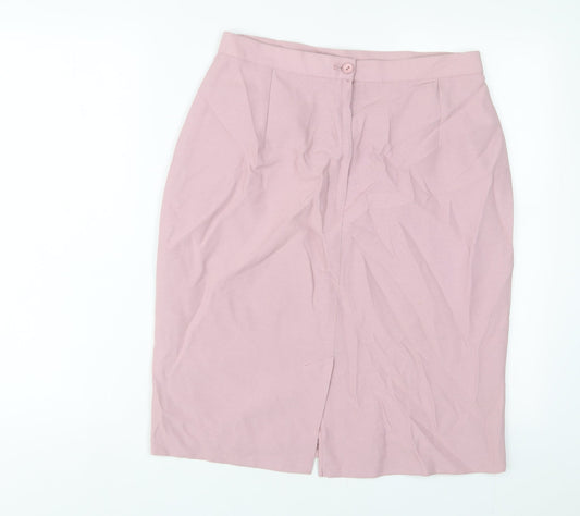 etham Womens Pink Polyester A-Line Skirt Size 16 Button