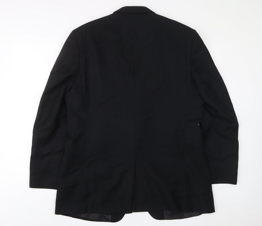 pinstripe Mens Black Polyester Jacket Suit Jacket Size 44 Regular - Inside Pockets