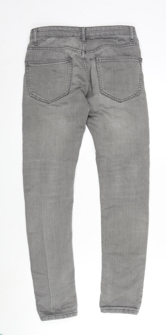Topman Mens Grey Cotton Blend Skinny Jeans Size 28 in L30 in Regular