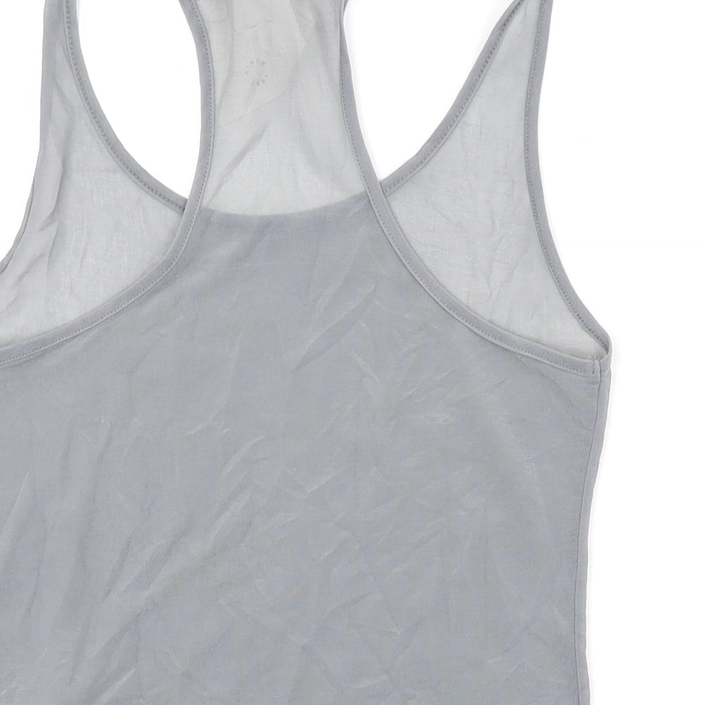 Pull&Bear Womens Grey Polyester Basic Tank Size S Scoop Neck