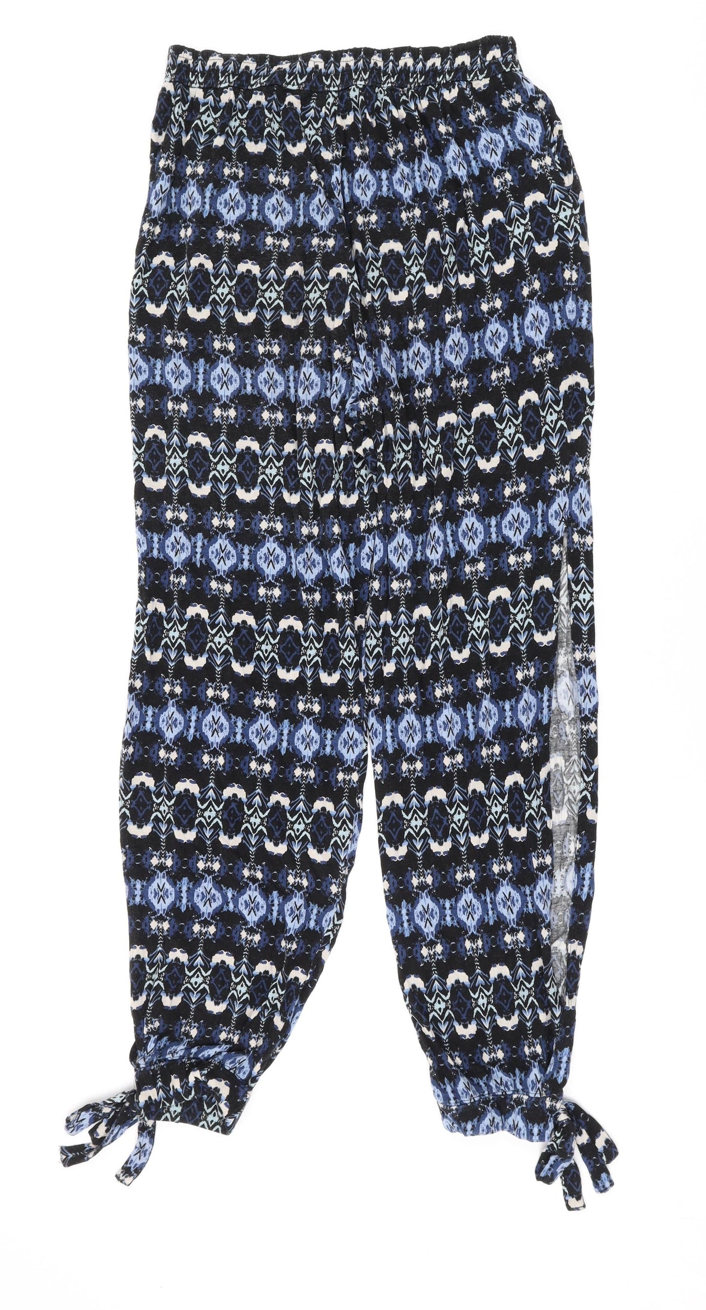 Hollister Womens Black Geometric Viscose Jogger Trousers Size M L26 in Regular