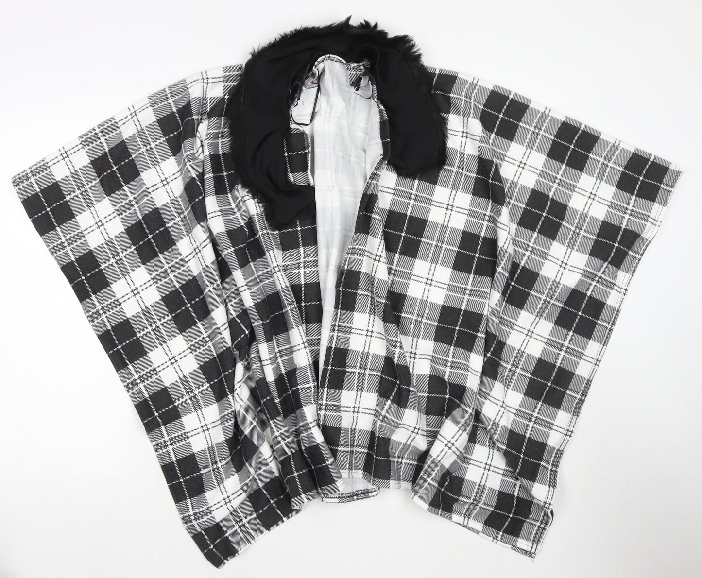Charmine Womens Black Check Polyester Shawl/Wrap - Collared