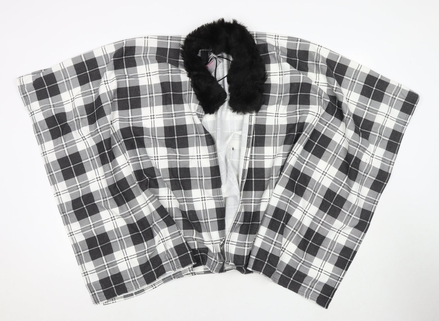 Charmine Womens Black Check Polyester Shawl/Wrap - Collared