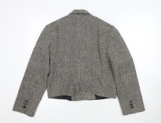 Mango Womens Black Check Jacket Blazer Size M Button