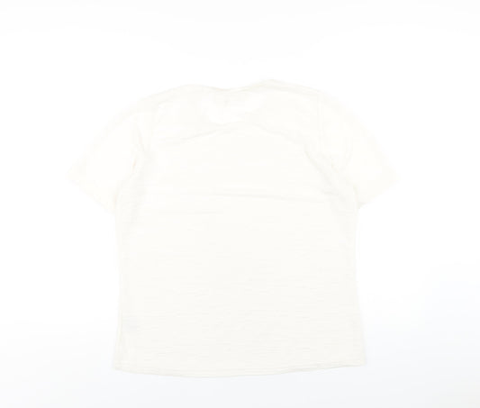 EWM Womens Ivory Polyester Basic T-Shirt Size M Round Neck