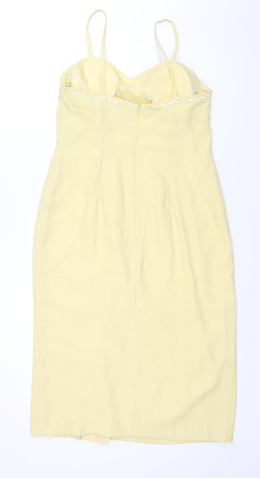 Frances Lee Womens Yellow Polyester Shift Size 14 Sweetheart Zip - Closed Vent Detail