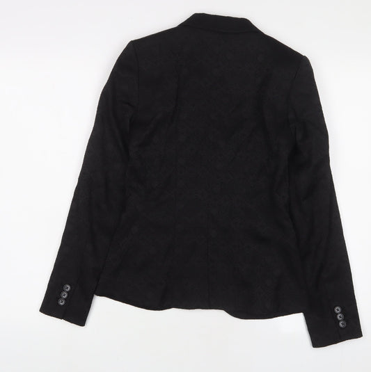 H&M Womens Black Argyle/Diamond Jacket Blazer Size 6 Button