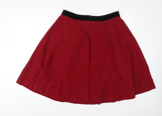 Lagom Womens Red Polyester A-Line Skirt Size 12 Zip