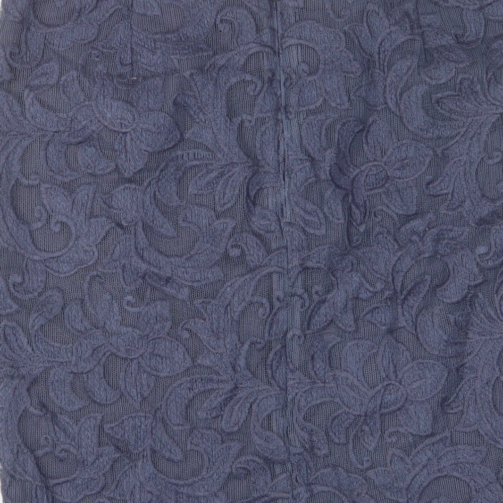 Autograph Womens Blue Polyester A-Line Skirt Size 32 in Zip