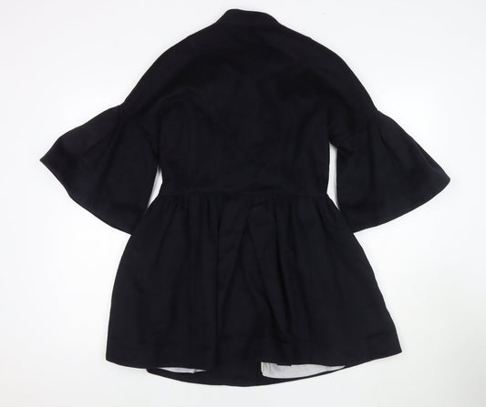 Jessica Womens Black Pea Coat Coat Size L Button