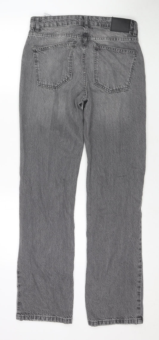 Pull&Bear Womens Grey Cotton Mom Jeans Size 8 L32 in Regular Zip