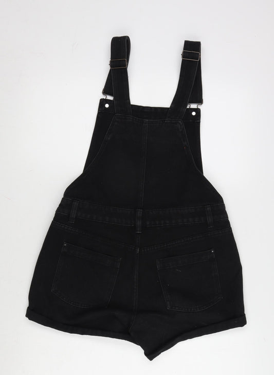 New Look Girls Black Cotton Dungaree One-Piece Size 14 Years L3 in Button - Braces ajustable