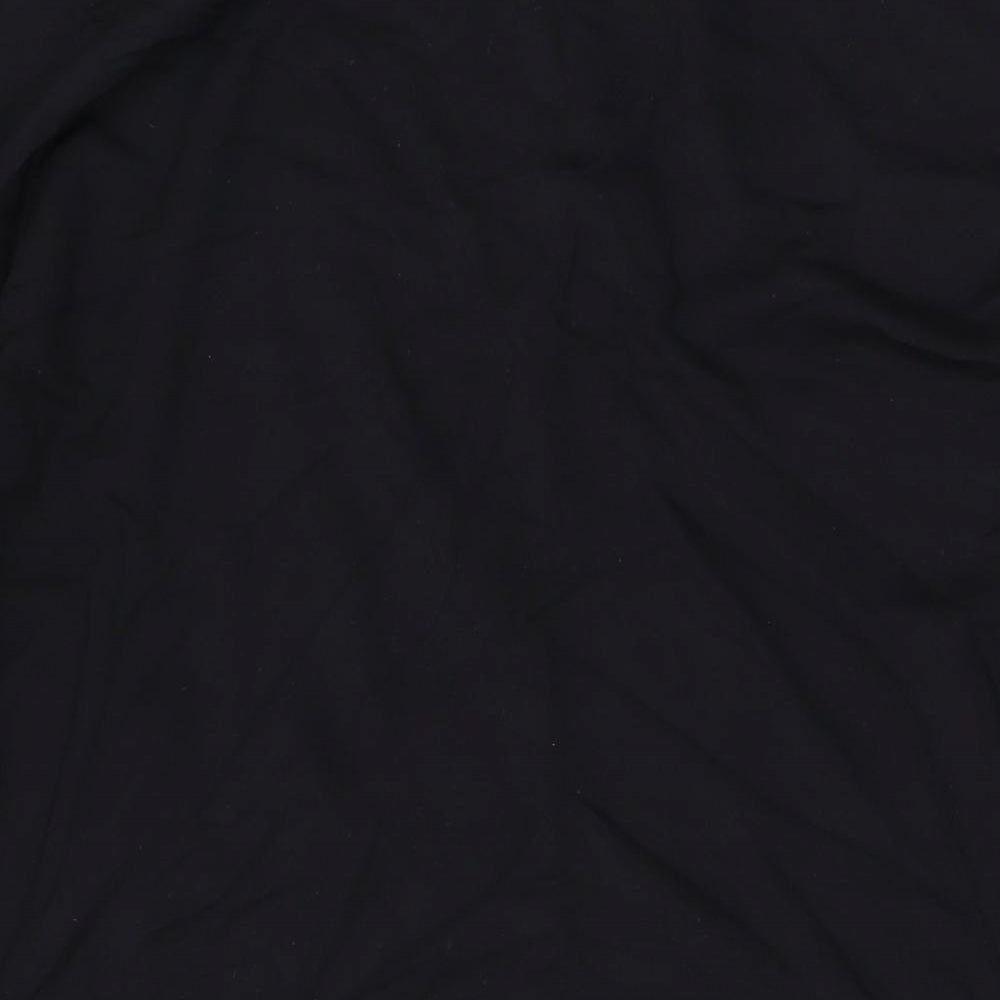 Brand and care label for French Connection women’s black viscose a-line, size XS, round neck pullover