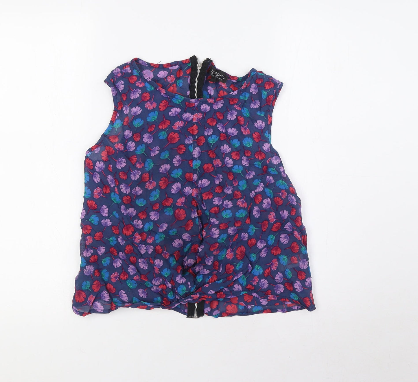 TOPS Womens Multicoloured Floral Viscose Basic Blouse Size 14 Round Neck - Shear