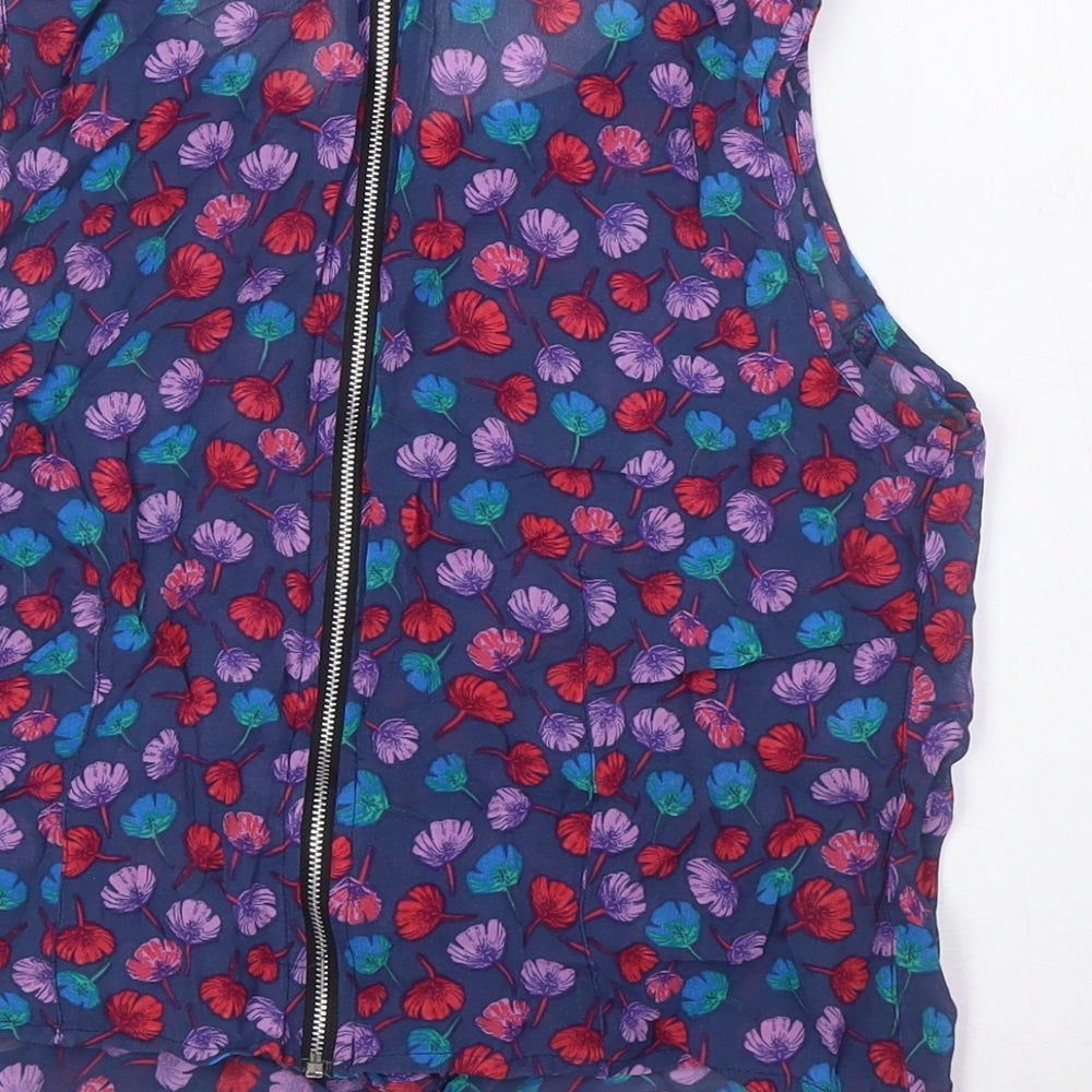 TOPS Womens Multicoloured Floral Viscose Basic Blouse Size 14 Round Neck - Shear