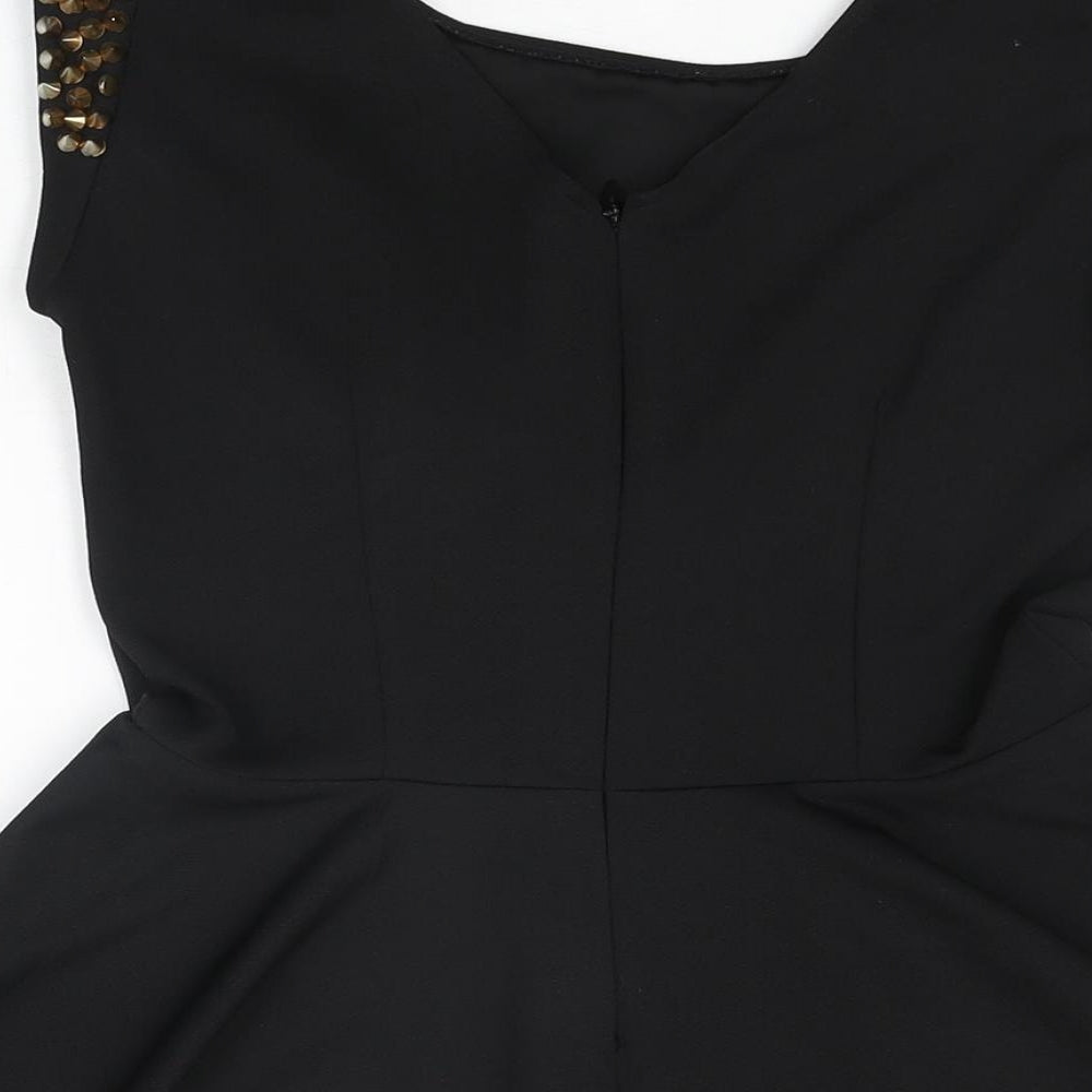 Point Womens Black Polyester Basic T-Shirt Size 10 Round Neck