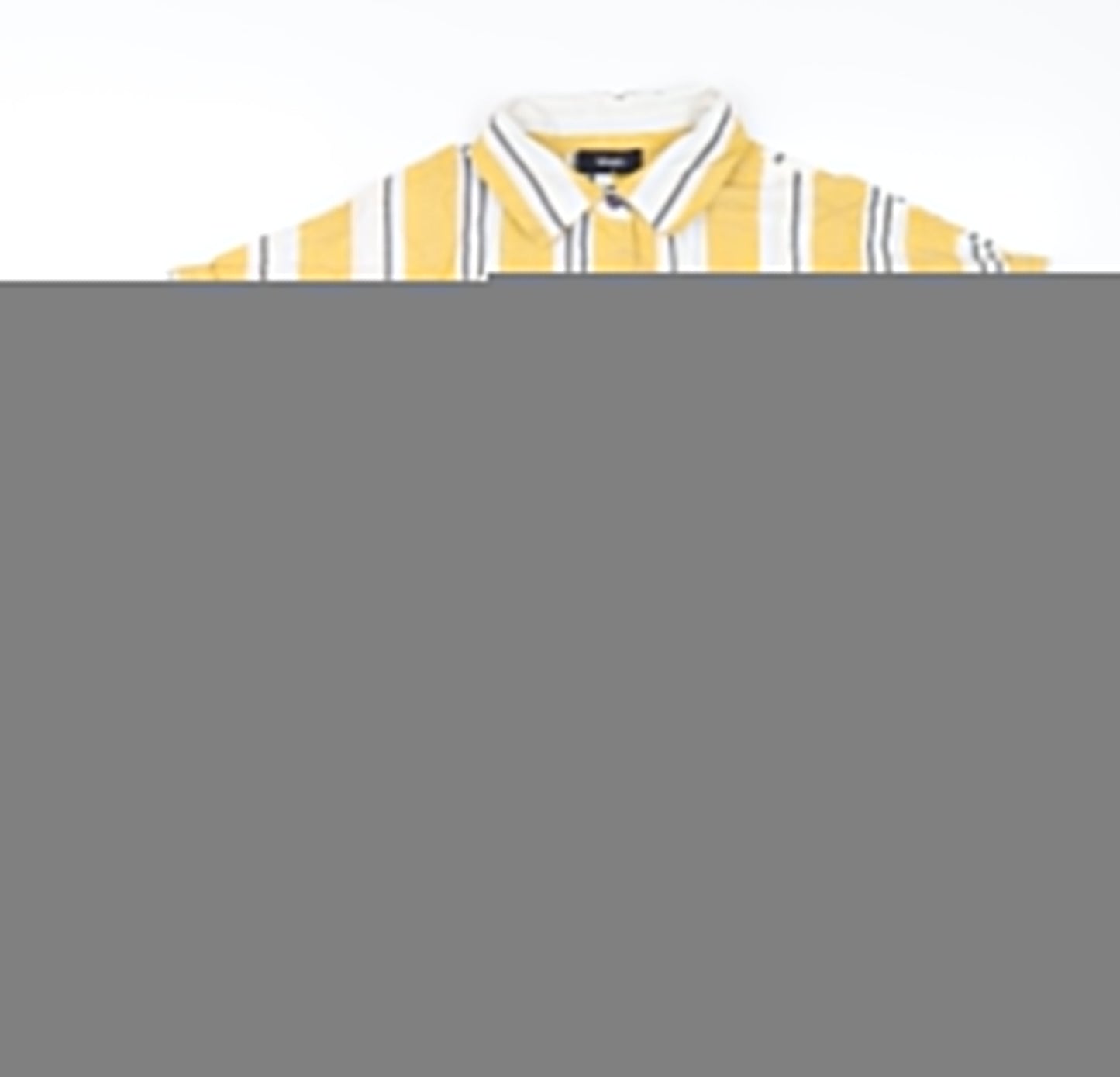 Klass Womens Yellow Striped Polyester Basic Button-Up Size 14 Collared