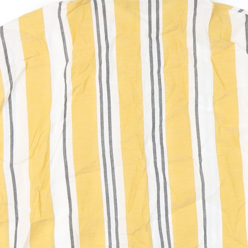 Klass Womens Yellow Striped Polyester Basic Button-Up Size 14 Collared