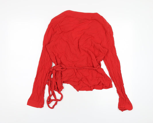 Womens UK Size S Monki Red Viscose T-Shirt