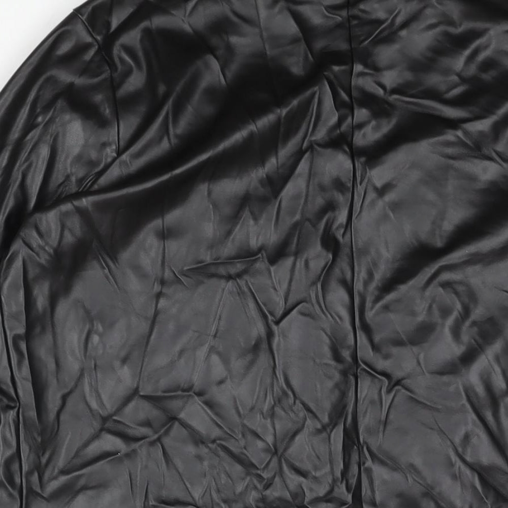 PRETTYLITTLETHING Womens Black Jacket Size 12 - Leather Look