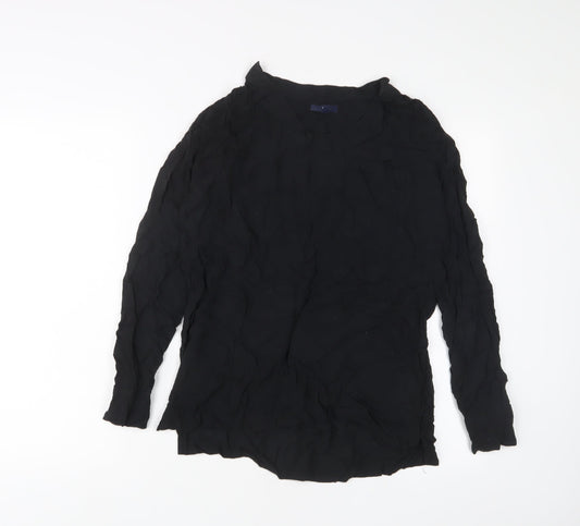 Gap Womens Black Viscose Basic Blouse Size S Boat Neck