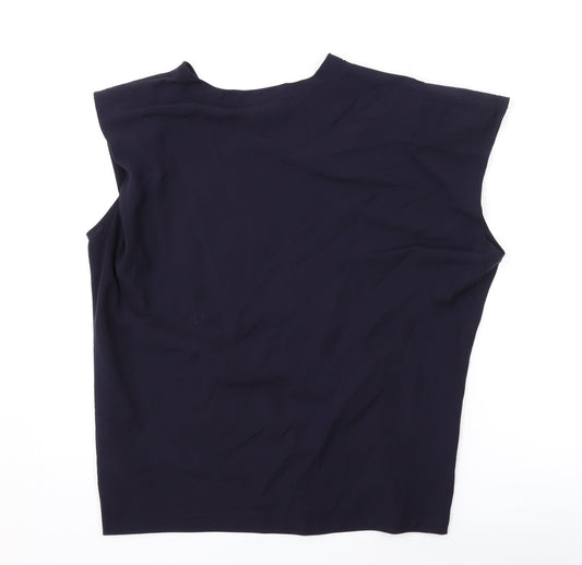 French Connection Womens Blue Polyester Basic Blouse Size S Round Neck