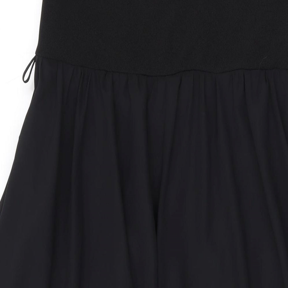 Brand and care label for Red Herring women’s black polyester a-line, size UK 12, off the shoulder zip