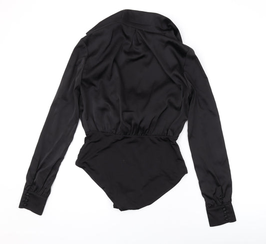 HOUSE OF CB Womens Black Polyester Bodysuit One-Piece Size M L10 in Tie