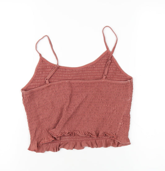 ASOS Womens Brown Cotton Camisole T-Shirt Size 10 Round Neck