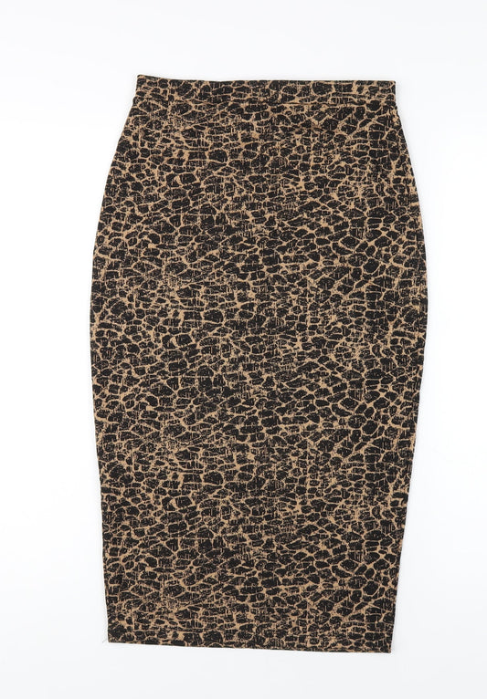 ASOS Womens Brown Geometric Polyester Straight & Pencil Skirt Size 8