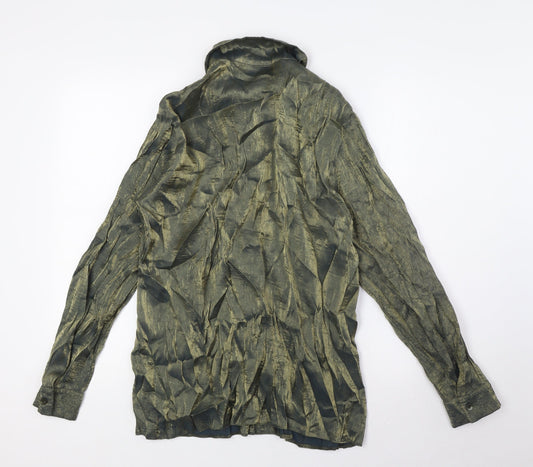 EWM Womens Clear Viscose Basic Button-Up Size 14 Collared