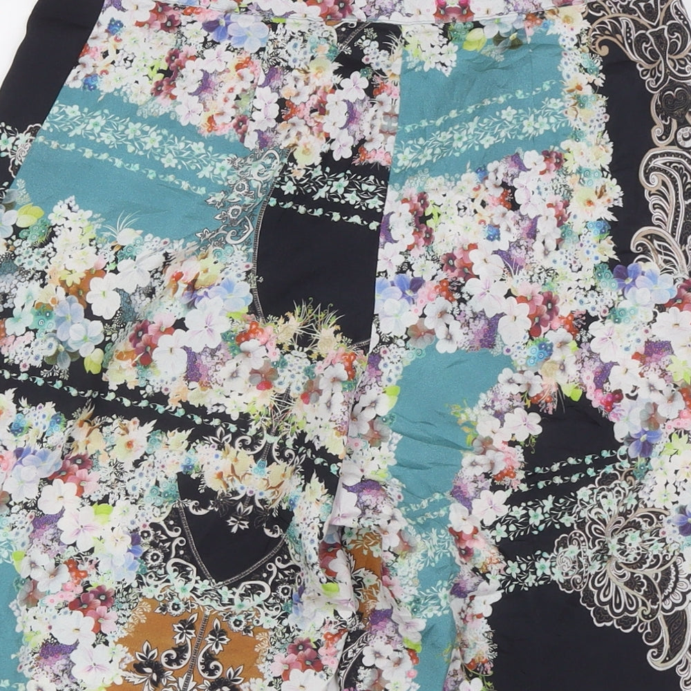 Topshop Womens Multicoloured Floral Polyester Cropped Trousers Size 8 Regular Zip