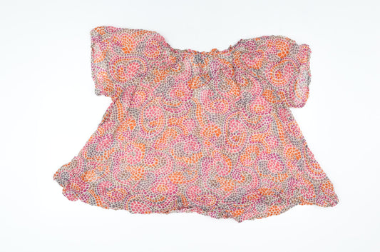 French Connection Womens Multicoloured Geometric Modal Basic Blouse Size 10 Round Neck