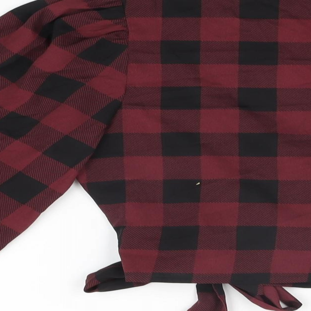 Wednesday's Girl Womens Red Geometric Polyester Wrap Blouse Size S V-Neck