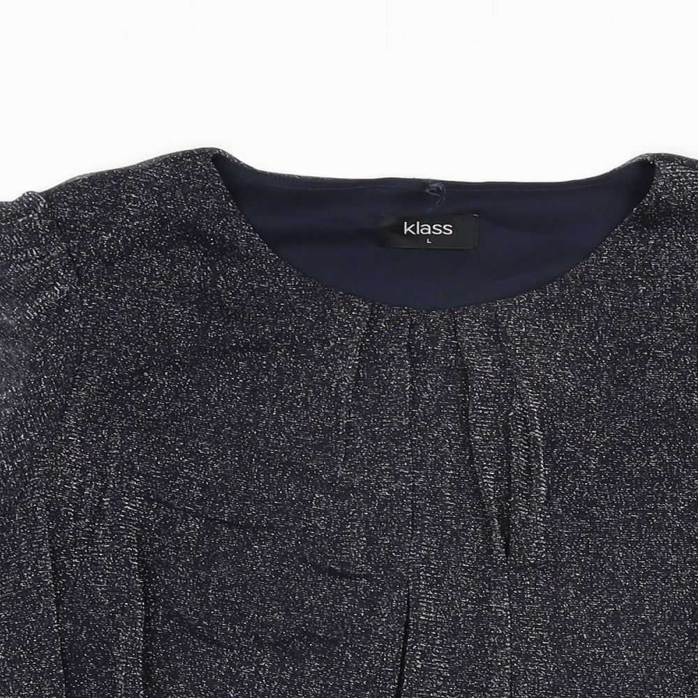 Klass Womens Blue Polyamide Basic T-Shirt Size L Round Neck