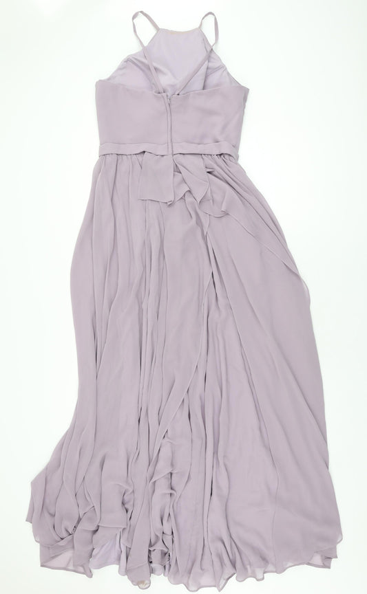 Madeline Gardner Womens Purple Polyester Maxi Size 10 Halter Zip