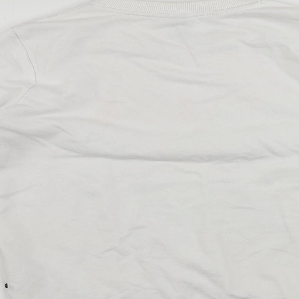 Brand and care label for Ellesse women’s white cotton pullover sweatshirt, size UK 10, pullover - vintage logo