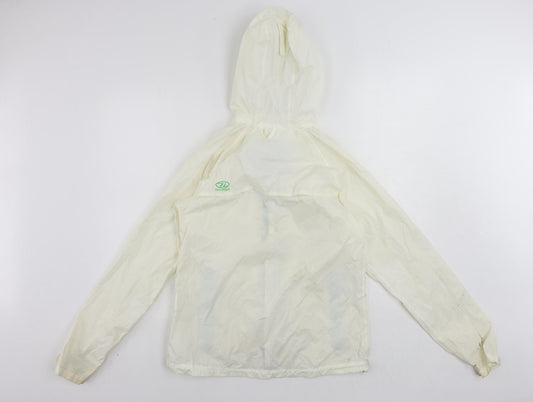 Huighlander Womens Ivory Windbreaker Jacket Size M Zip - Vintage Logo Technical