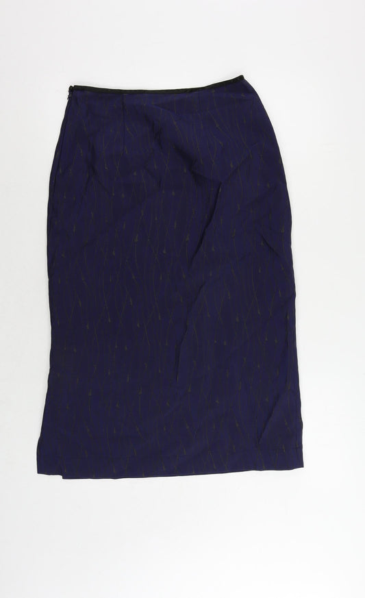 Robyn Mathiesonb Womens Blue Geometric Polyamide Straight & Pencil Skirt Size 12 Zip