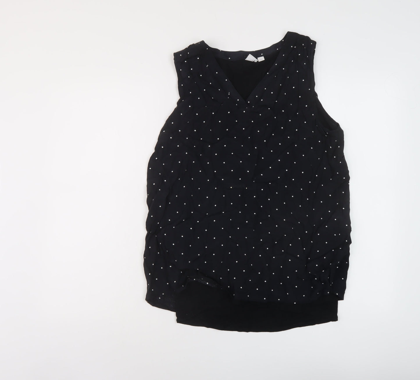 Gap Womens Black Polka Dot Viscose Basic Tank Size S V-Neck