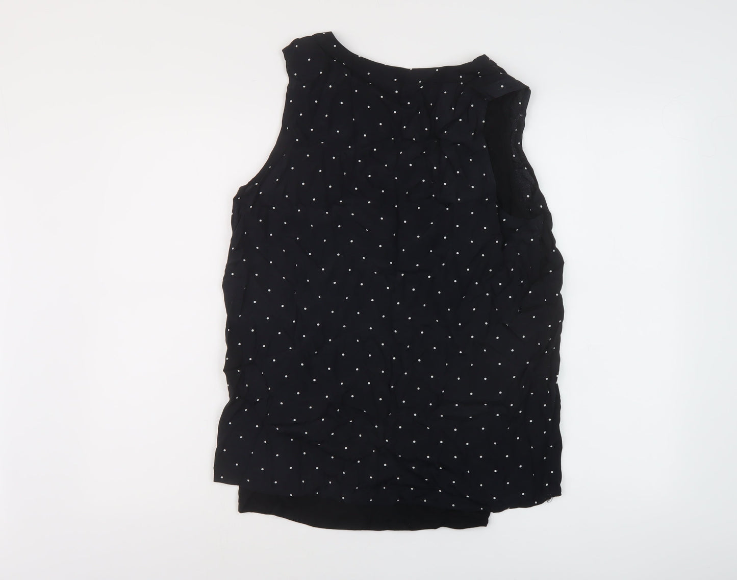 Gap Womens Black Polka Dot Viscose Basic Tank Size S V-Neck