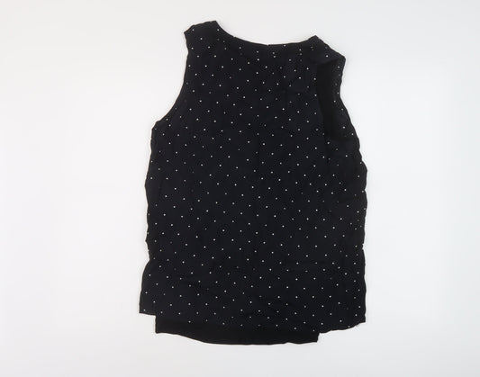 Gap Womens Black Polka Dot Viscose Basic Tank Size S V-Neck