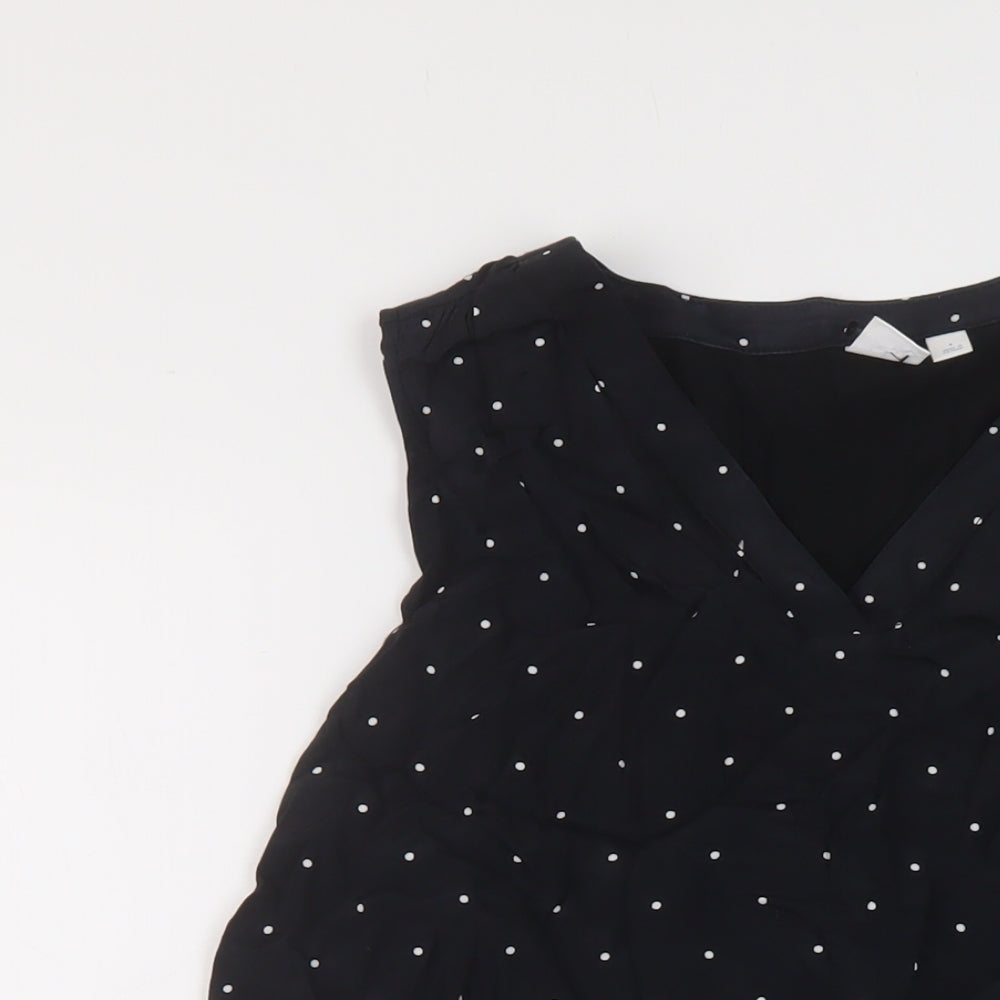 Gap Womens Black Polka Dot Viscose Basic Tank Size S V-Neck
