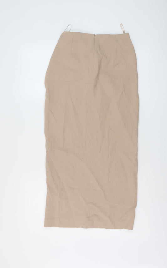 Zra Womens Beige Cotton Straight & Pencil Skirt Size S Zip