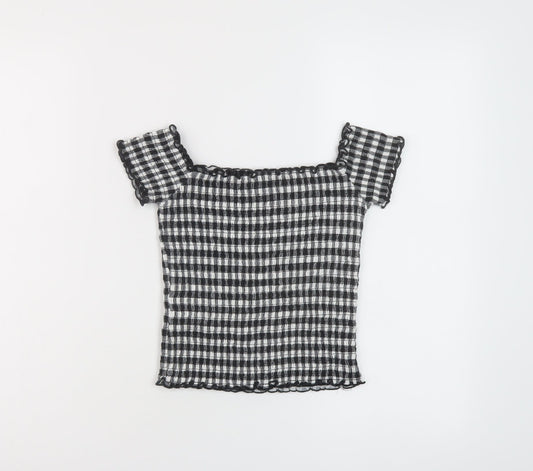 Hollister Womens Beige Check Cotton Cropped Tank Size XS Square Neck