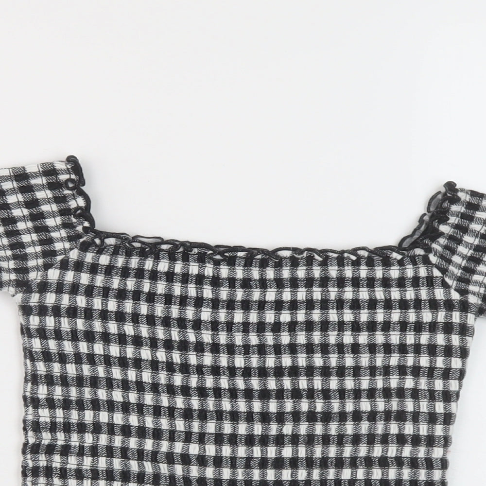 Hollister Womens Beige Check Cotton Cropped Tank Size XS Square Neck
