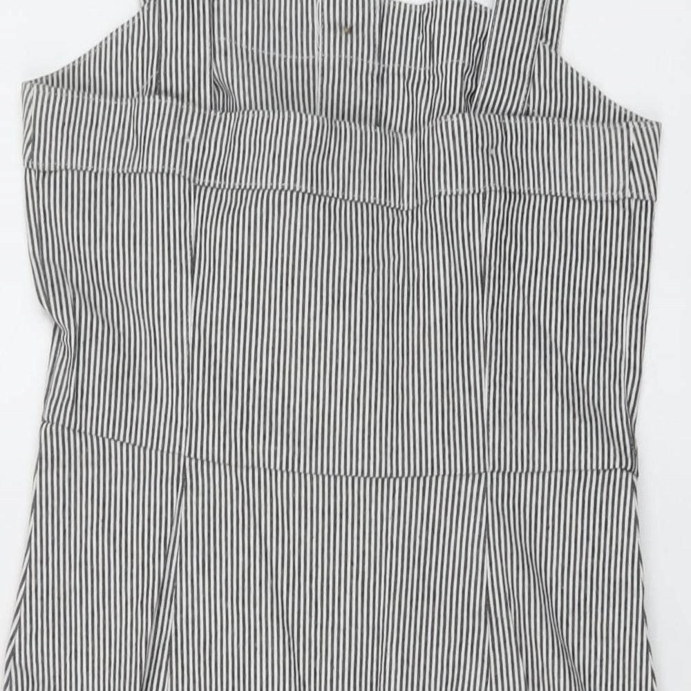 Hollister Womens Green Striped Cotton Mini Size S Square Neck Button
