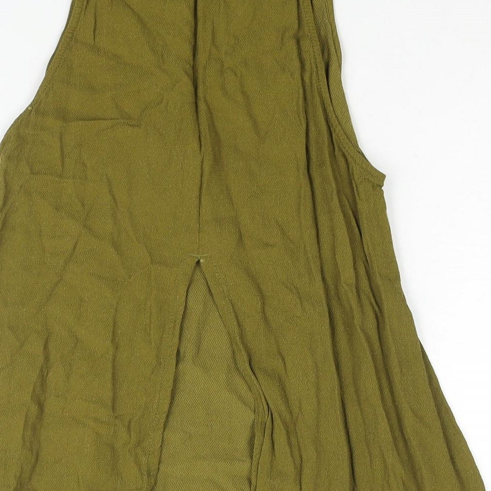 Topshop Womens Green Viscose Camisole Blouse Size 10 Round Neck