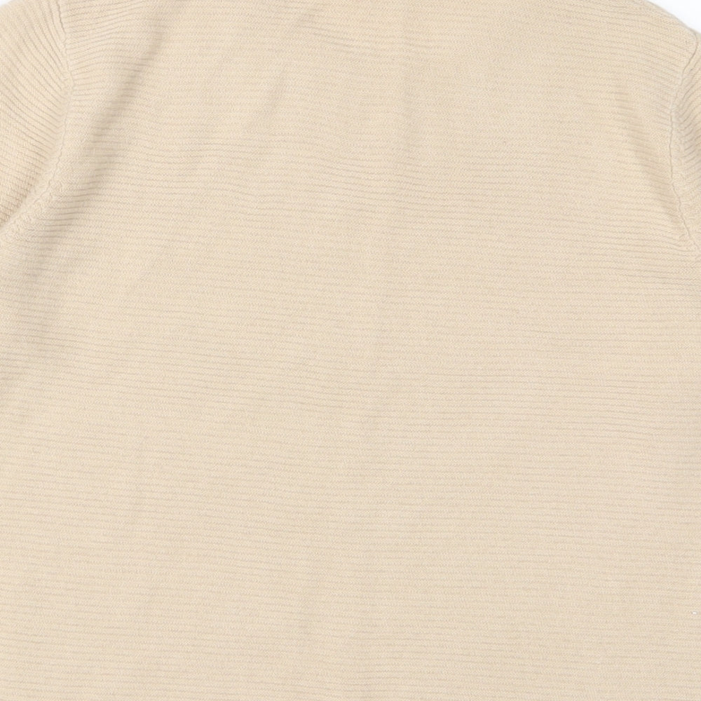 Classic Womens Beige Crew Neck Acrylic Pullover Jumper Size 10