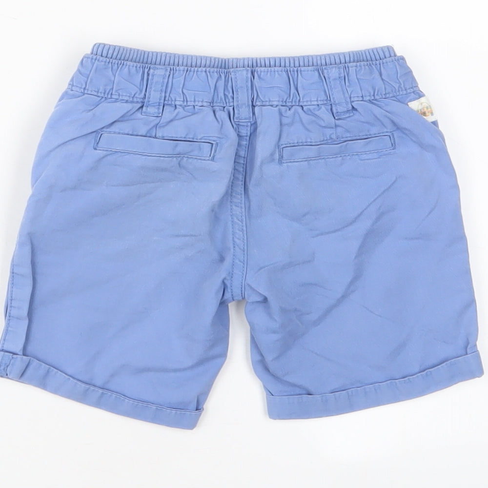 Brand and care label for Mothercare Baby Blue Cotton Cropped Trousers, size 18-24, Months Button